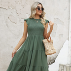 Zoe Vestido de Verano para Mujer – Vestido Línea A con Volantes, Cintura Elástica y Forro