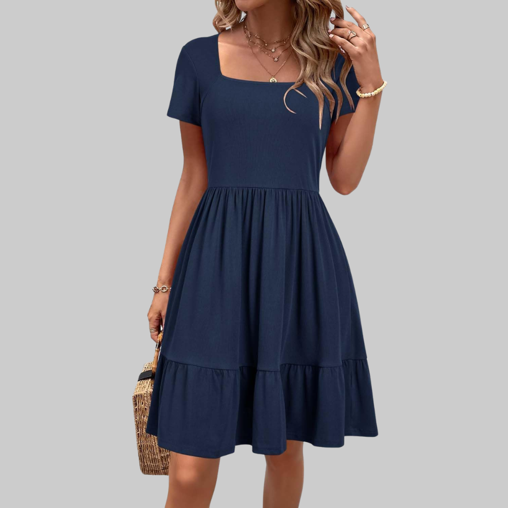 Stella Abito Estivo Donna – Vestito al Ginocchio con Scollo Quadrato e Tasche