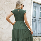 Zoe Vestido de Verano para Mujer – Vestido Línea A con Volantes, Cintura Elástica y Forro