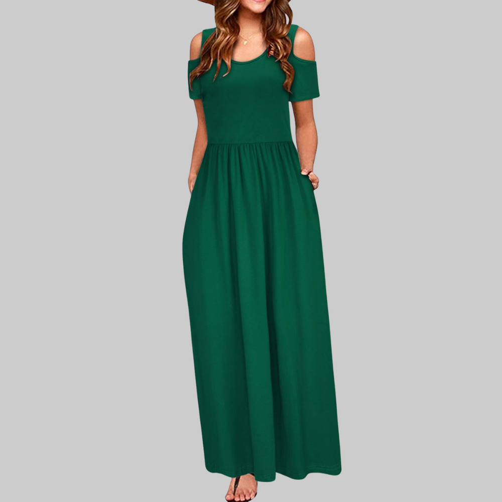 Natalie Abito Maxi Donna – Vestito Lungo Cold Shoulder con Tasche