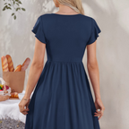 Amelia Abito Midi Donna – Vestito Estivo con Scollo a V, Volant e Tasche