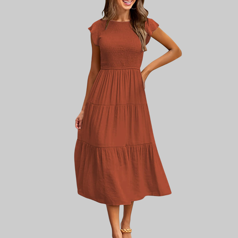 Zoe Vestido de Verano para Mujer – Vestido Línea A con Volantes, Cintura Elástica y Forro