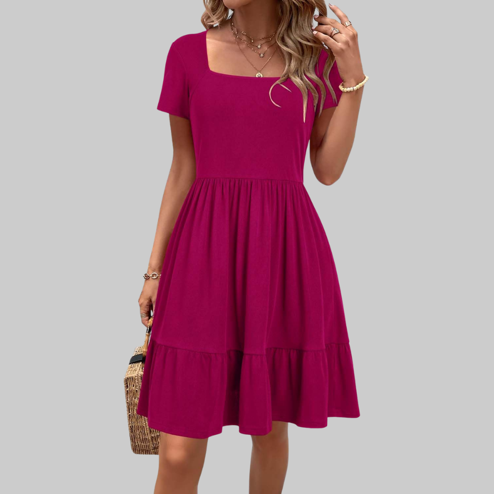 Stella Abito Estivo Donna – Vestito al Ginocchio con Scollo Quadrato e Tasche