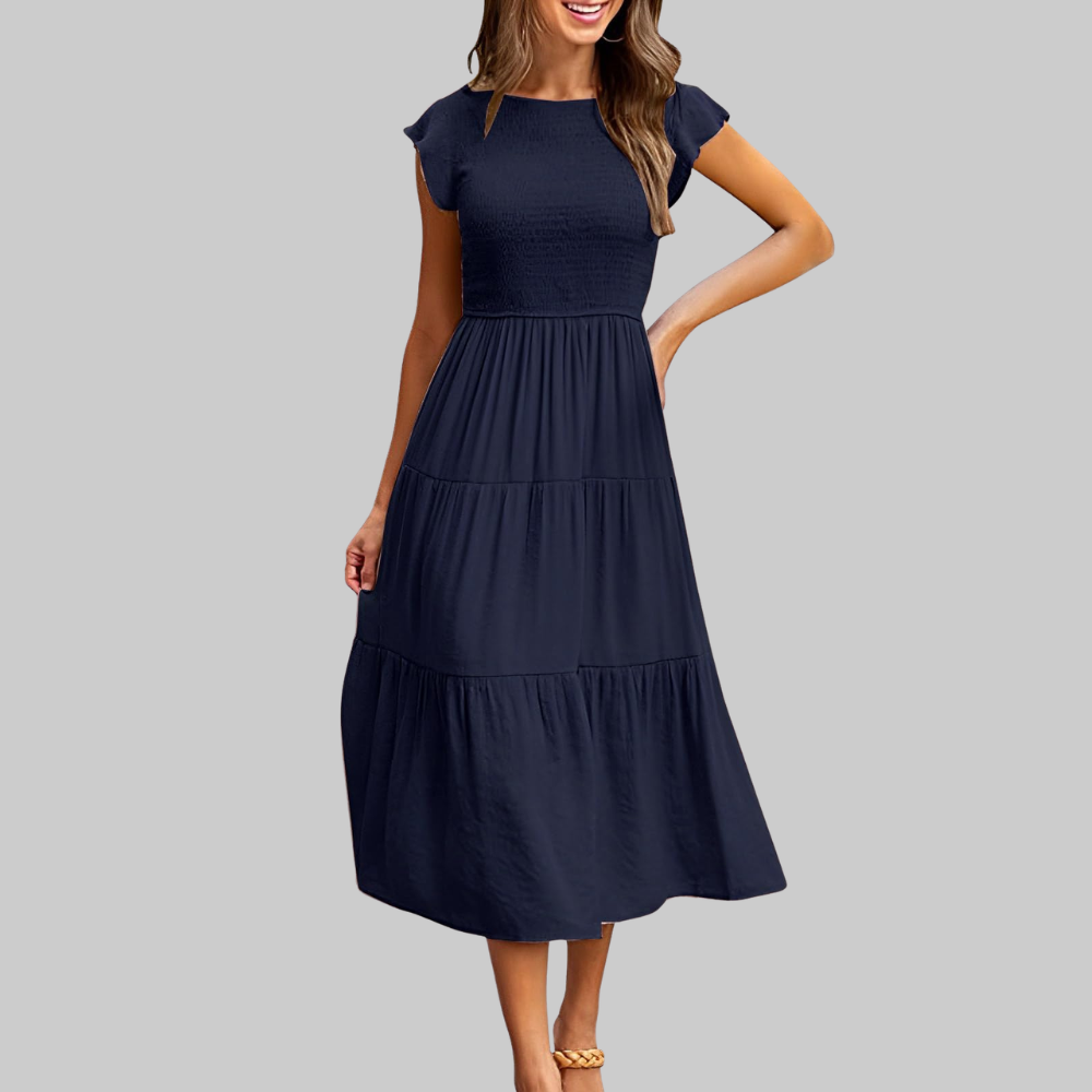 Zoe Vestido de Verano para Mujer – Vestido Línea A con Volantes, Cintura Elástica y Forro