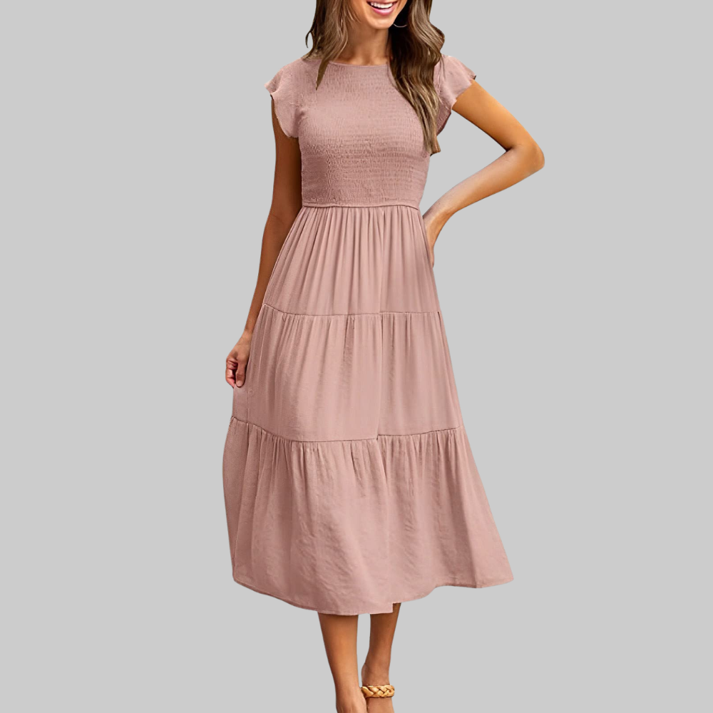 Zoe Vestido de Verano para Mujer – Vestido Línea A con Volantes, Cintura Elástica y Forro