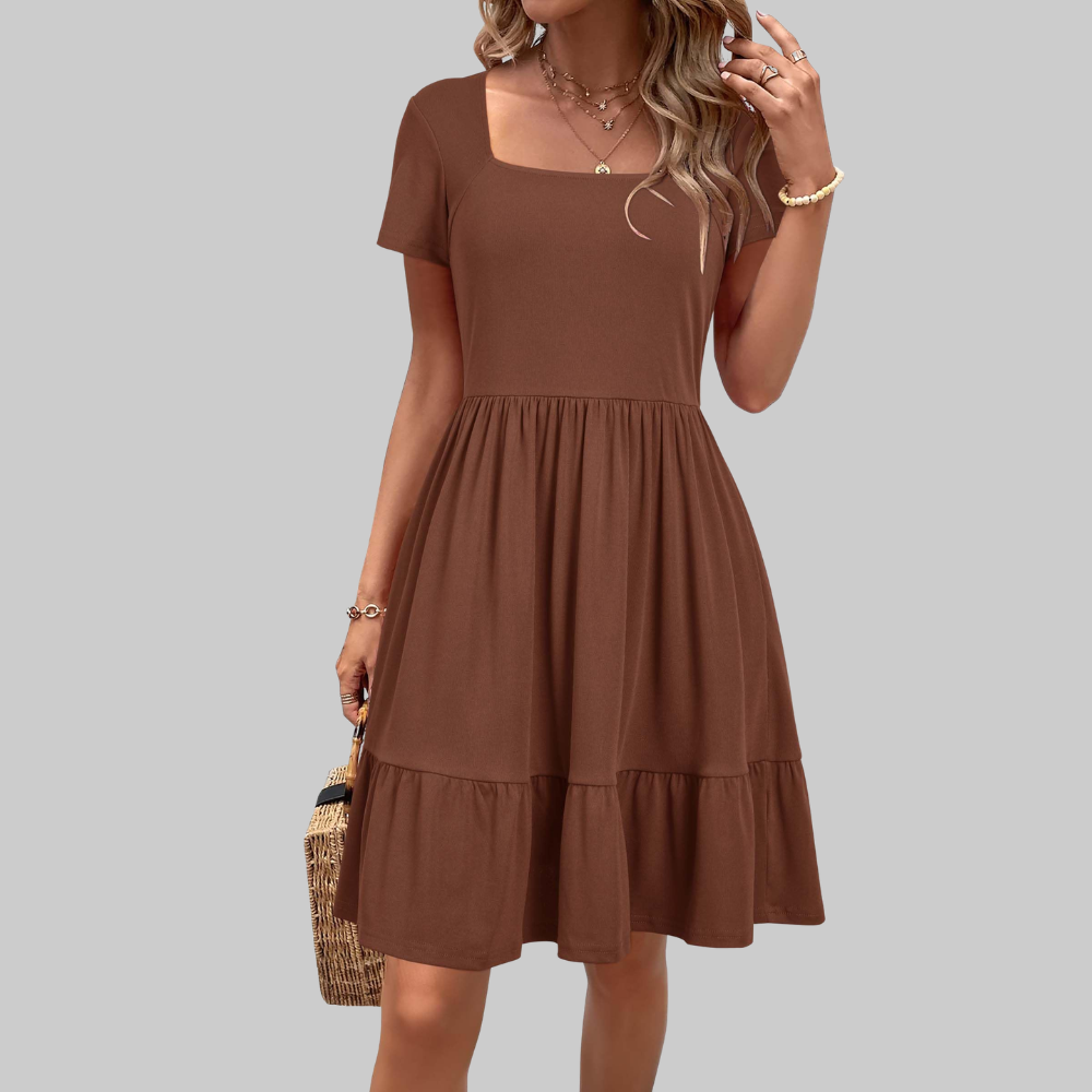 Stella Abito Estivo Donna – Vestito al Ginocchio con Scollo Quadrato e Tasche