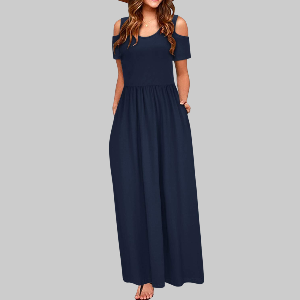 Natalie Abito Maxi Donna – Vestito Lungo Cold Shoulder con Tasche