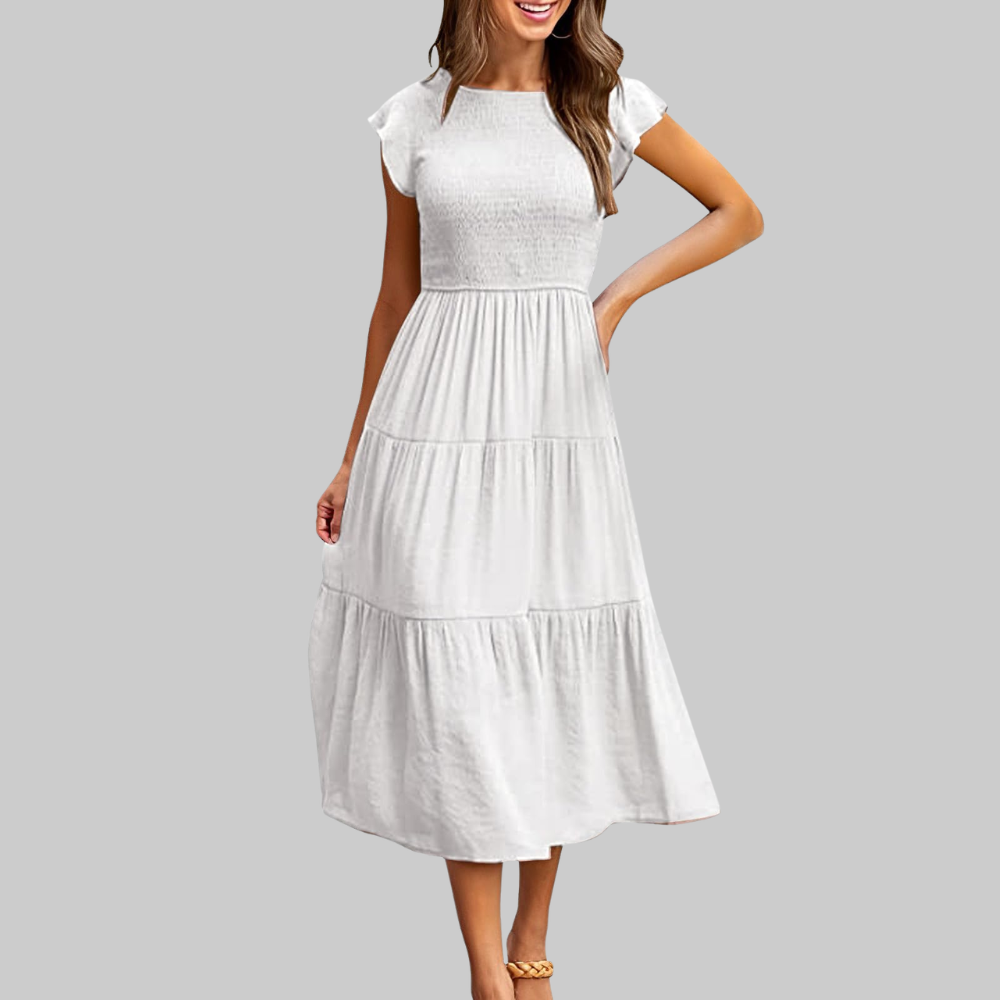 Zoe Vestido de Verano para Mujer – Vestido Línea A con Volantes, Cintura Elástica y Forro