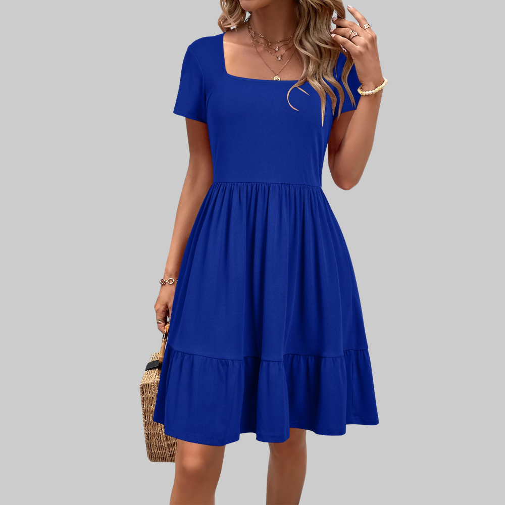 Stella Abito Estivo Donna – Vestito al Ginocchio con Scollo Quadrato e Tasche