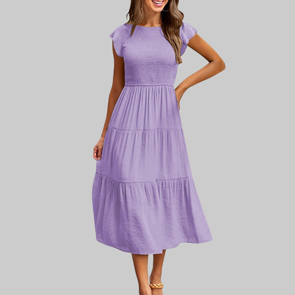 Zoe Vestido de Verano para Mujer – Vestido Línea A con Volantes, Cintura Elástica y Forro