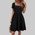 Stella Abito Estivo Donna – Vestito al Ginocchio con Scollo Quadrato e Tasche