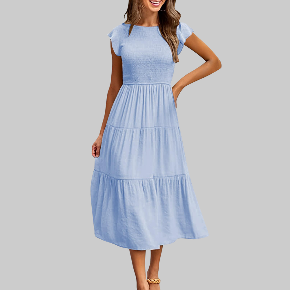 Zoe Vestido de Verano para Mujer – Vestido Línea A con Volantes, Cintura Elástica y Forro