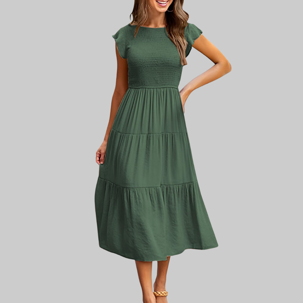 Zoe Vestido de Verano para Mujer – Vestido Línea A con Volantes, Cintura Elástica y Forro