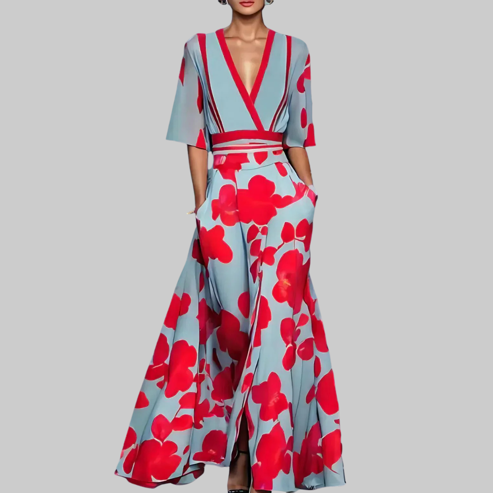 Isabella Robe Femme Maxi – Robe Florale Élégante, Longue Fluide, Chic Décontracté Estival