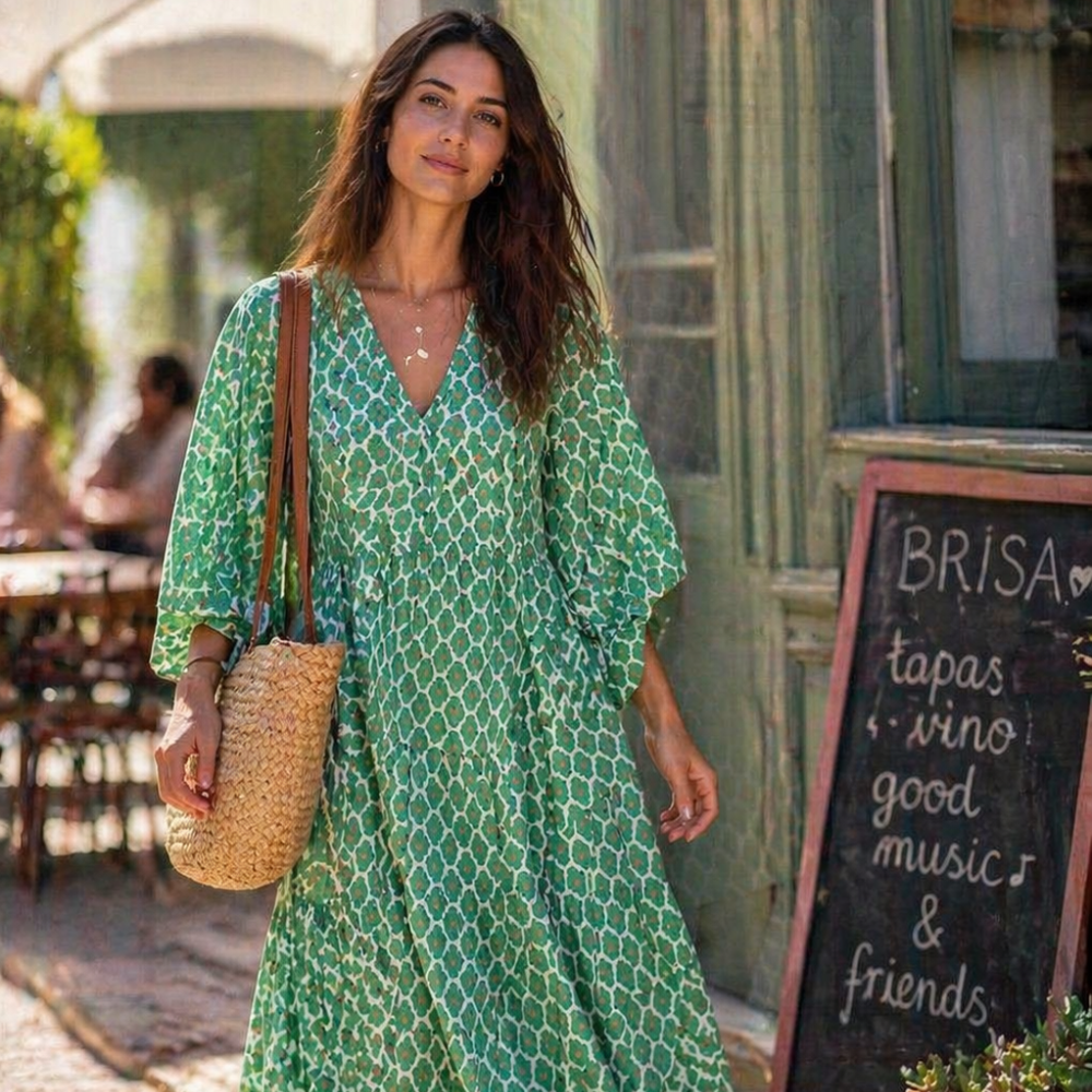 Bela Abito Donna Maxi Boho – Vestito Lungo Scollo V, Fluido, Estivo Casual Chic