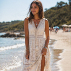 Estella Abito Donna Boho – Vestito Midi Elegante Scollo V, Foderato, Estivo Chic