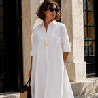 Olivia Vestido Mujer Camisero – Vestido Elegante con Botones, Cinturón, Midi Fluido