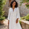 Clara Abito Donna Chemisier – Vestito Cotone Lino, Bottoni, Vestibilità Ampia Casual
