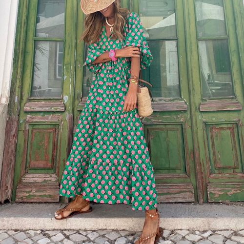 Bela Vestido Mujer Maxi Boho – Vestido Largo Escote en V, Fluido, Veraniego Casual Chic