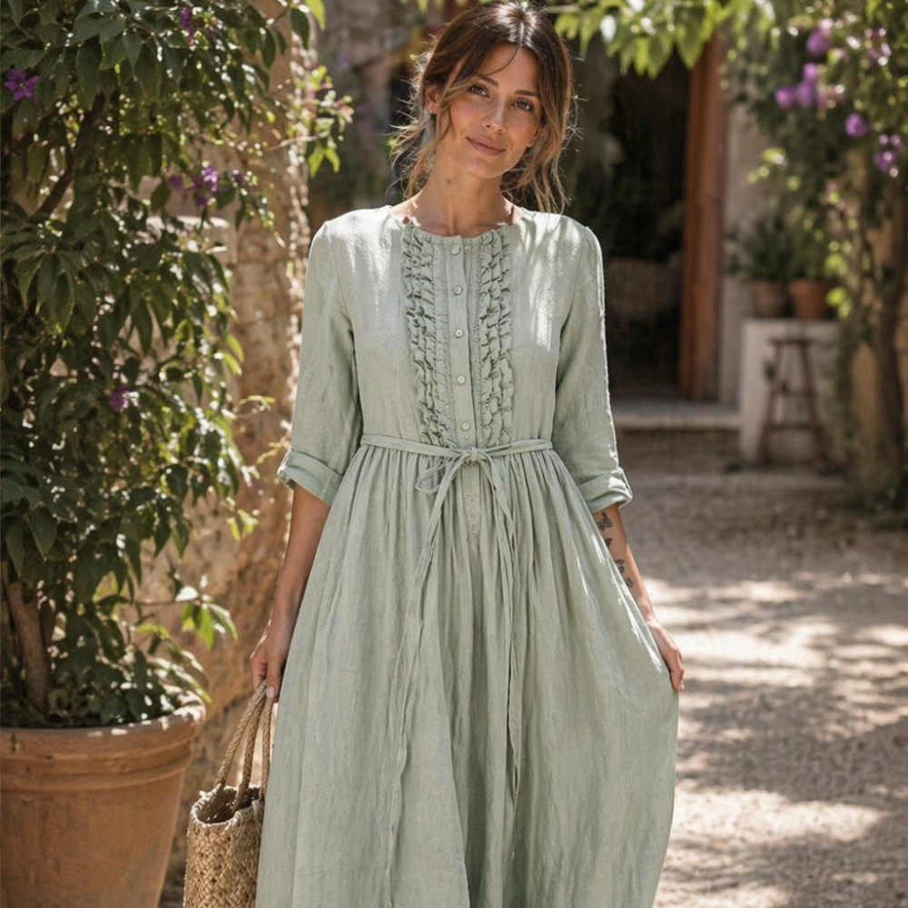 Sienna Vestido Mujer Verano – Vestido Verde Salvia Fluido, Ligero, Elegante Casual