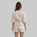 Trina Tuta Donna Elegante – Playsuit con Scollo a V Incrociato e Cintura in Vita