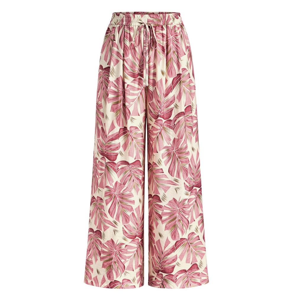 Juliette Pantaloni Palazzo Donna – Modello Floreale a Vita Alta con Tasche