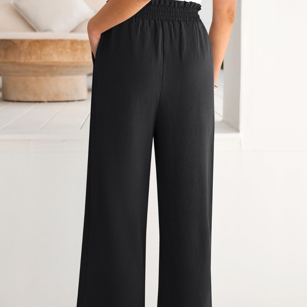 Georgia Women's Palazzo Pants – Cropped High Waist Style with Pockets