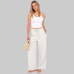 Evelyn Pantalon Palazzo Femme – Modèle Estival à Jambe Large avec Cordon de Serrage et Poches