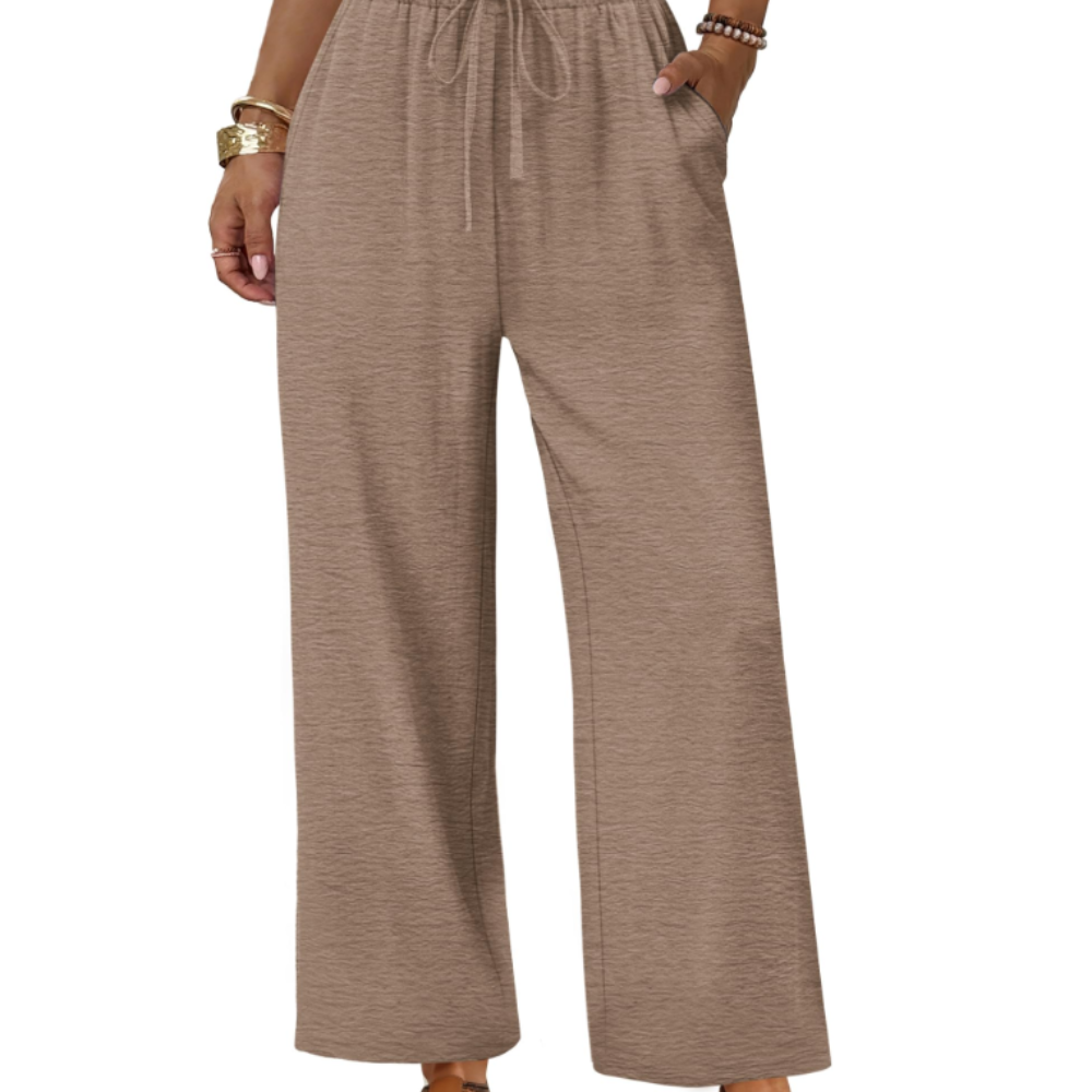 Katherine Pantalon Palazzo Femme – Modèle Jambe Large avec Cordon de Serrage et Poches