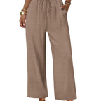 Katherine Pantalon Palazzo Femme – Modèle Jambe Large avec Cordon de Serrage et Poches