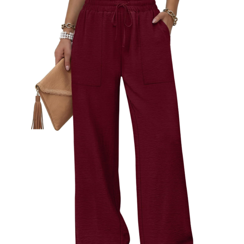 Delilah Pantaloni Wide Leg Donna – Modello Estivo con Coulisse, Volant e Tasche