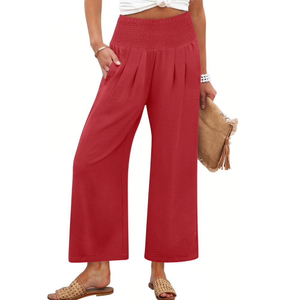Camila Pantaloni Palazzo Donna – Modello Wide Leg a Vita Alta con Tasche