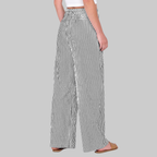 Nova Pantaloni Palazzo Donna – Modello a Vita Alta con Fantasia Righe e Tasche