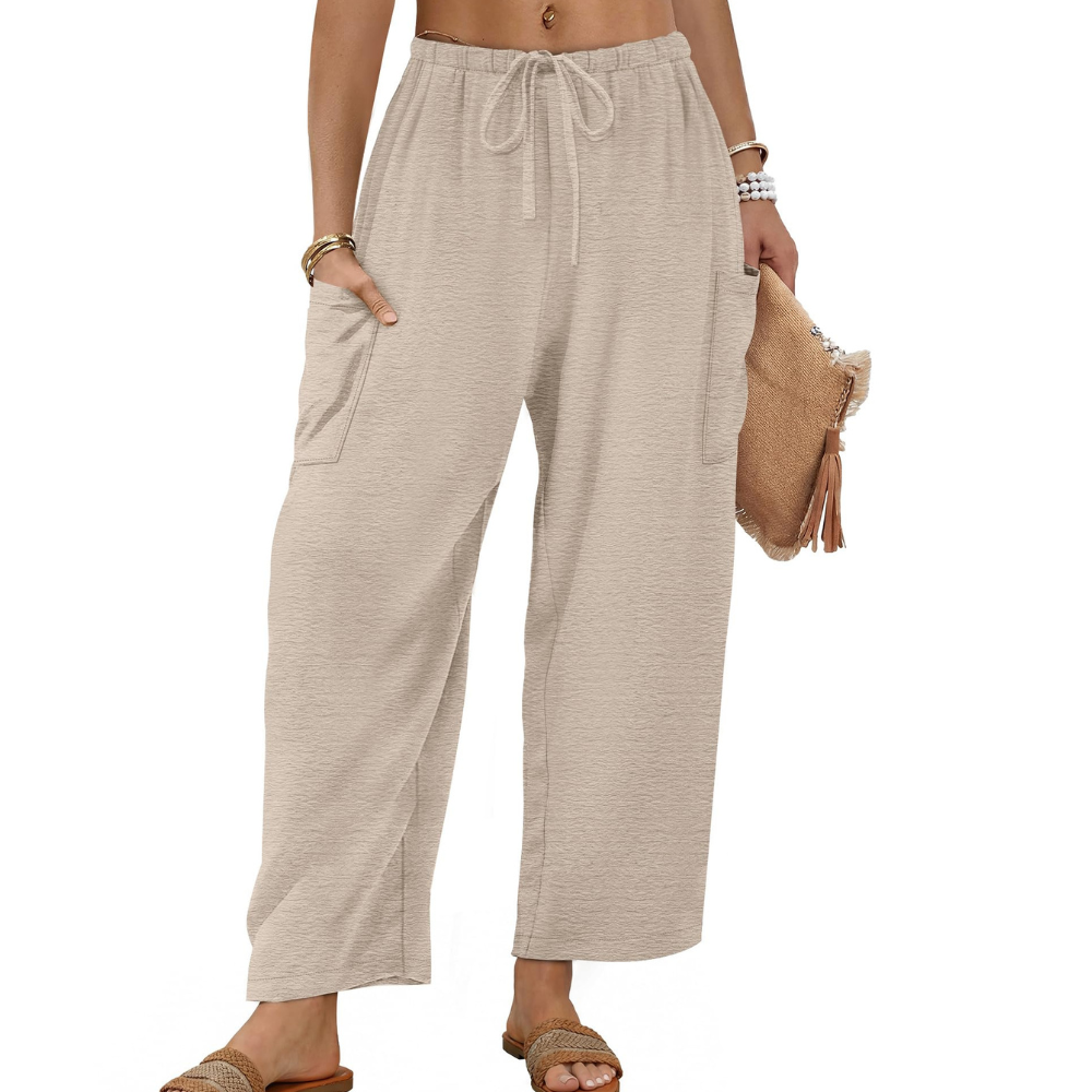Freya Pantaloni Palazzo Donna – Modello Barrel Wide Leg con Coulisse e Tasche