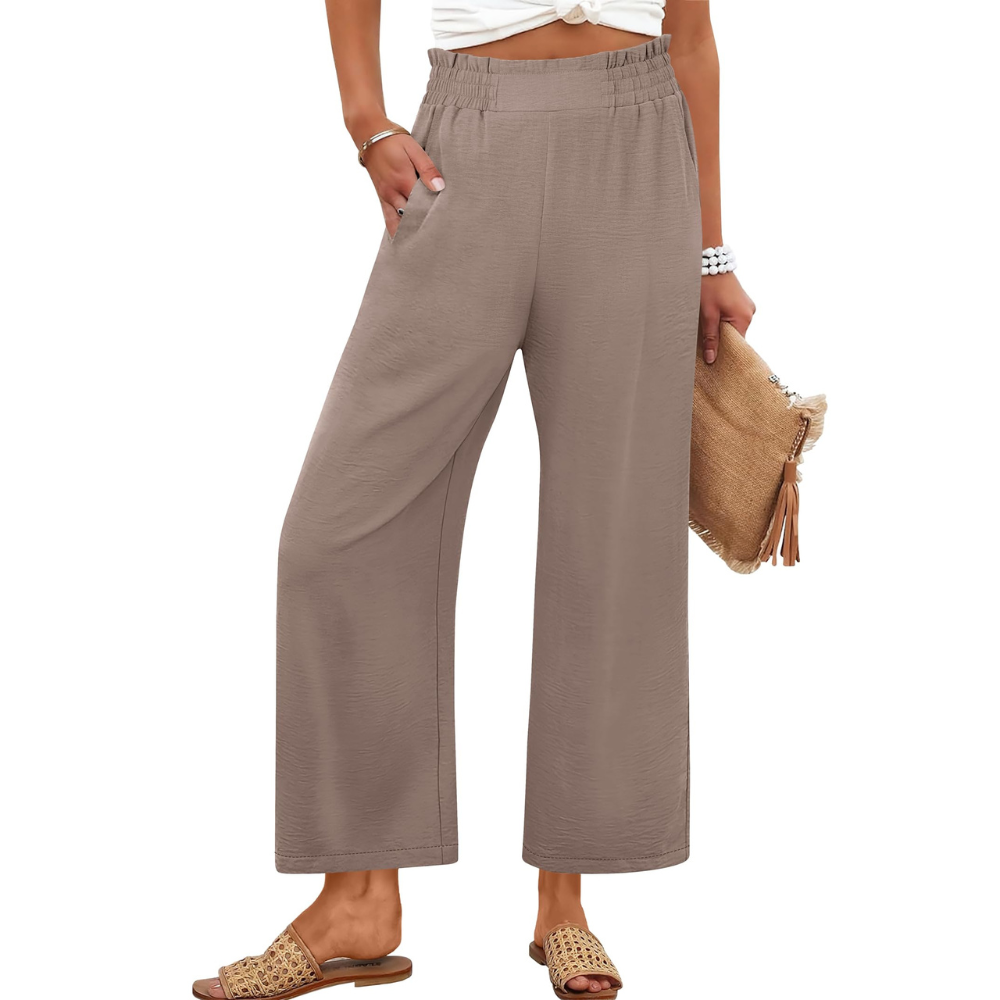 Georgia Pantaloni Palazzo Donna – Modello Cropped a Vita Alta con Tasche