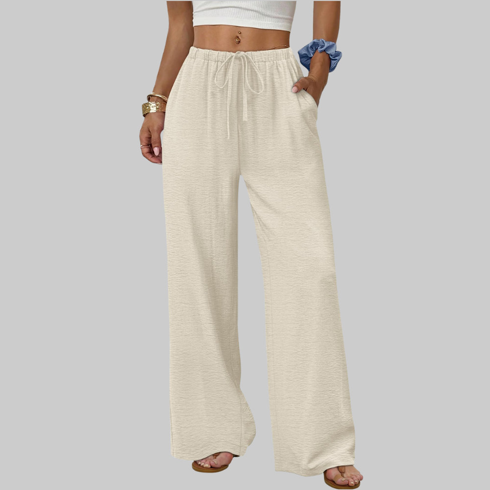 Florence Women's Palazzo Pants – Summer Style with Drawstring, Wide Leg, and Pockets