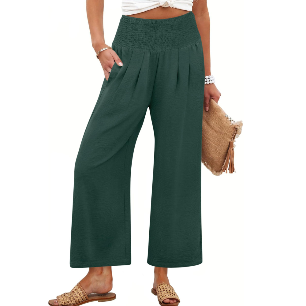Camila Pantaloni Palazzo Donna – Modello Wide Leg a Vita Alta con Tasche