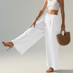 Bianca Women's Linen Pants – Wide Leg Palazzo Style with Elastic Waist and Pockets