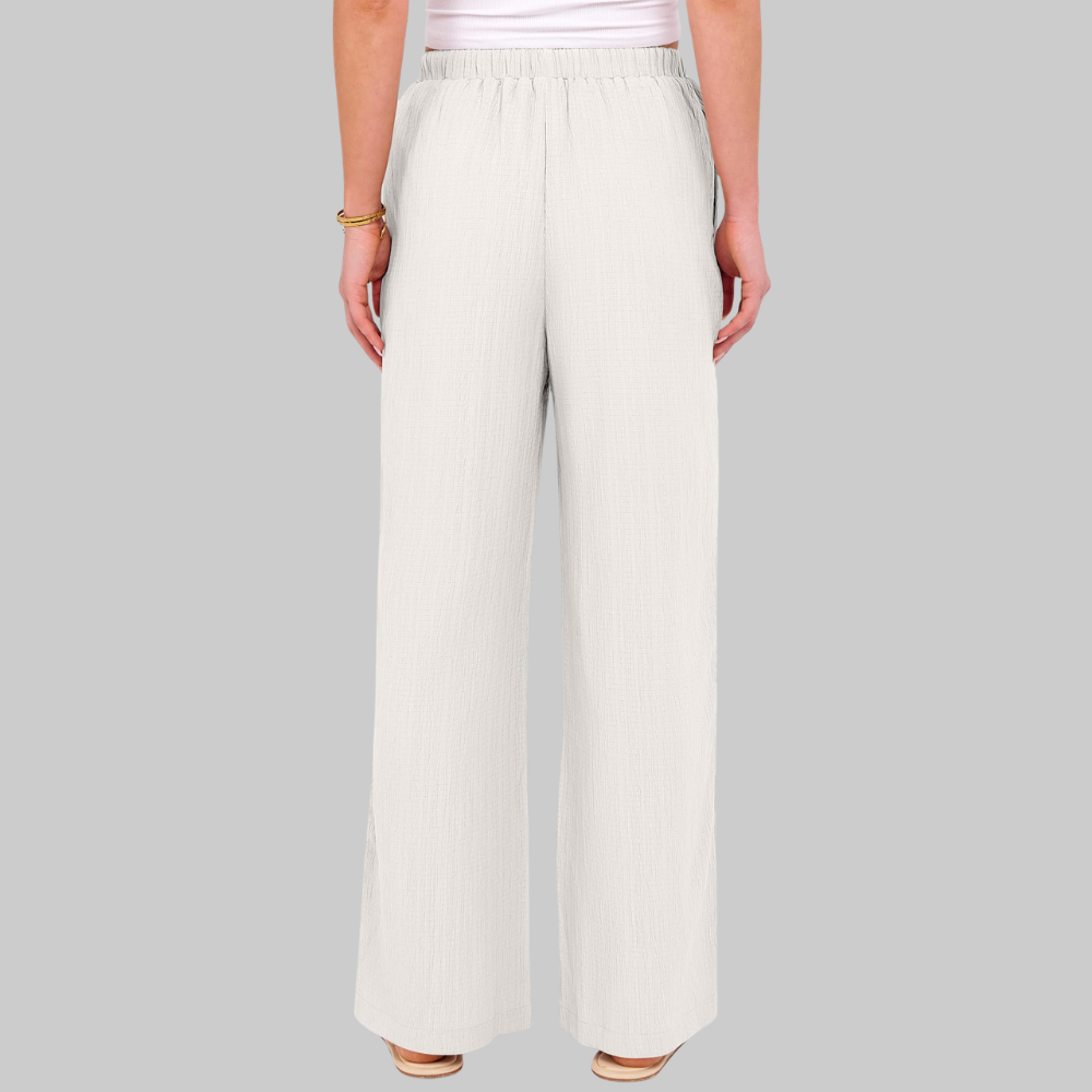 Evelyn Pantaloni Palazzo Donna – Modello Estivo a Gamba Ampia con Coulisse e Tasche