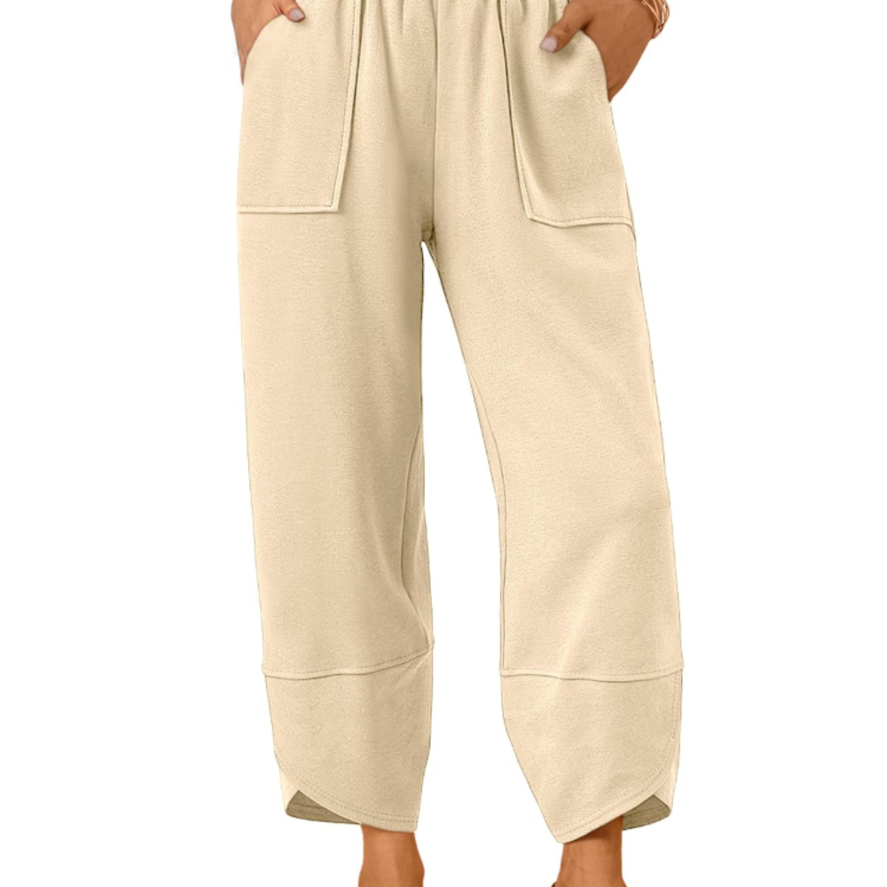 Penelope Pantaloni Wide Leg Donna – Modello Estivo in Cotone con Coulisse e Tasche