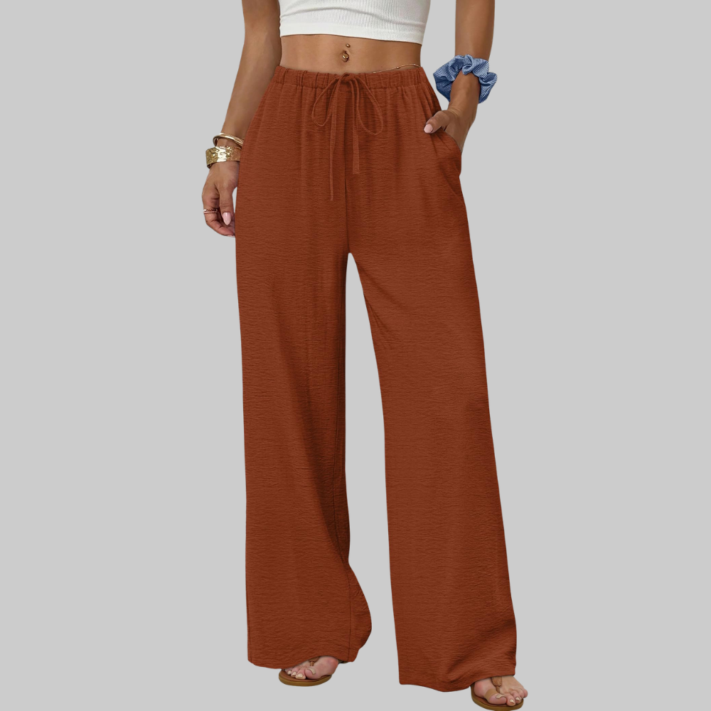 Florence Women's Palazzo Pants – Summer Style with Drawstring, Wide Leg, and Pockets