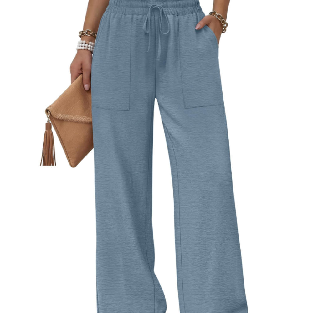 Delilah Pantaloni Wide Leg Donna – Modello Estivo con Coulisse, Volant e Tasche