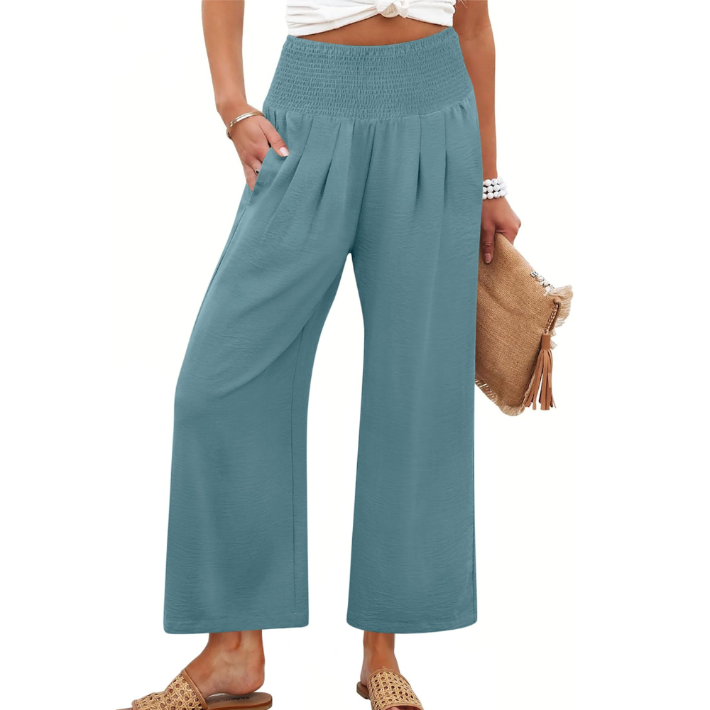 Camila Pantaloni Palazzo Donna – Modello Wide Leg a Vita Alta con Tasche