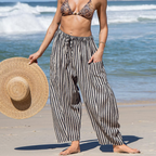 Daphne Pantalon en Lin Femme – Modèle Harem à Jambe Large avec Cordon de Serrage et Poches