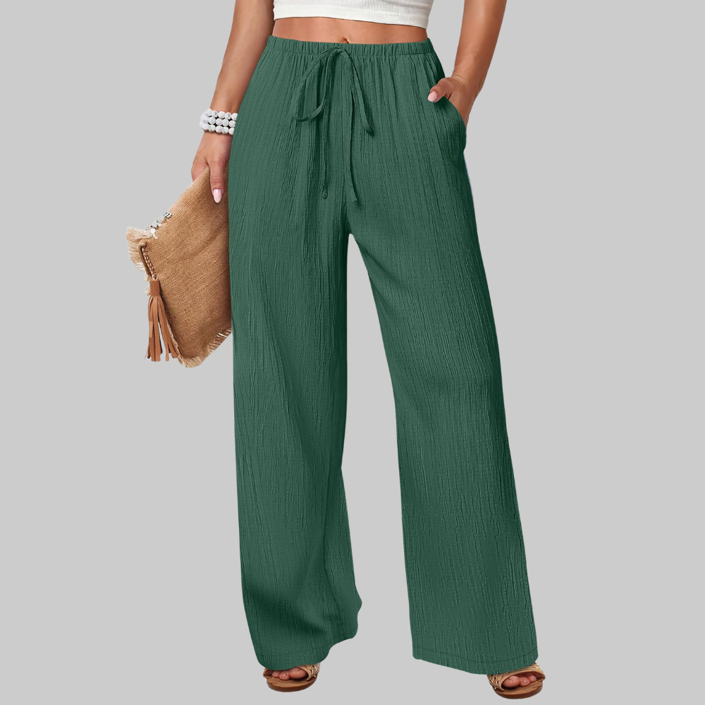 Evelyn Pantaloni Palazzo Donna – Modello Estivo a Gamba Ampia con Coulisse e Tasche