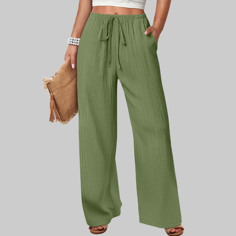 Evelyn Pantaloni Palazzo Donna – Modello Estivo a Gamba Ampia con Coulisse e Tasche