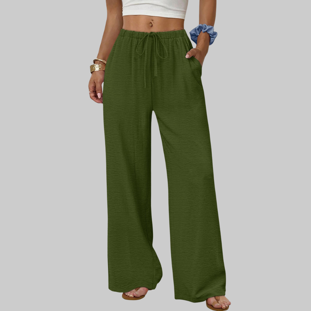 Florence Women's Palazzo Pants – Summer Style with Drawstring, Wide Leg, and Pockets