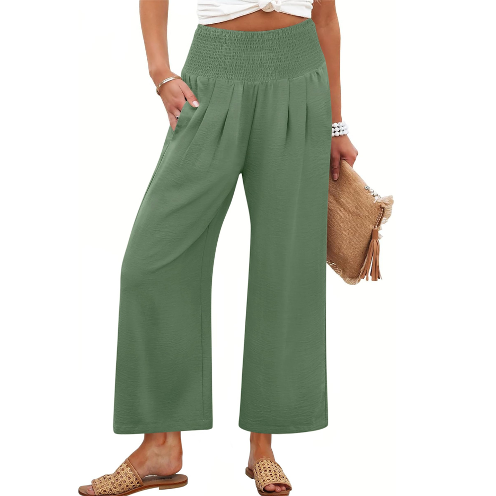Camila Pantaloni Palazzo Donna – Modello Wide Leg a Vita Alta con Tasche