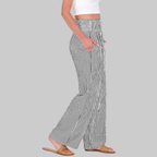 Nova Pantaloni Palazzo Donna – Modello a Vita Alta con Fantasia Righe e Tasche