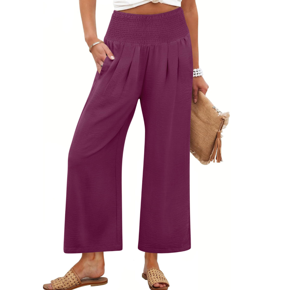 Camila Pantaloni Palazzo Donna – Modello Wide Leg a Vita Alta con Tasche